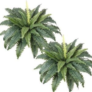 Artificial Fern, Set of 2 Bouquets 30" Diam Large Fake Ferns Boston Fern (2 PCS)